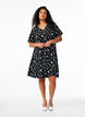 Jurk met korte mouwen en een V-hals, Zwart, Model image number 1