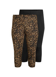 2-pack 3/4 lengte leggings, Zwart