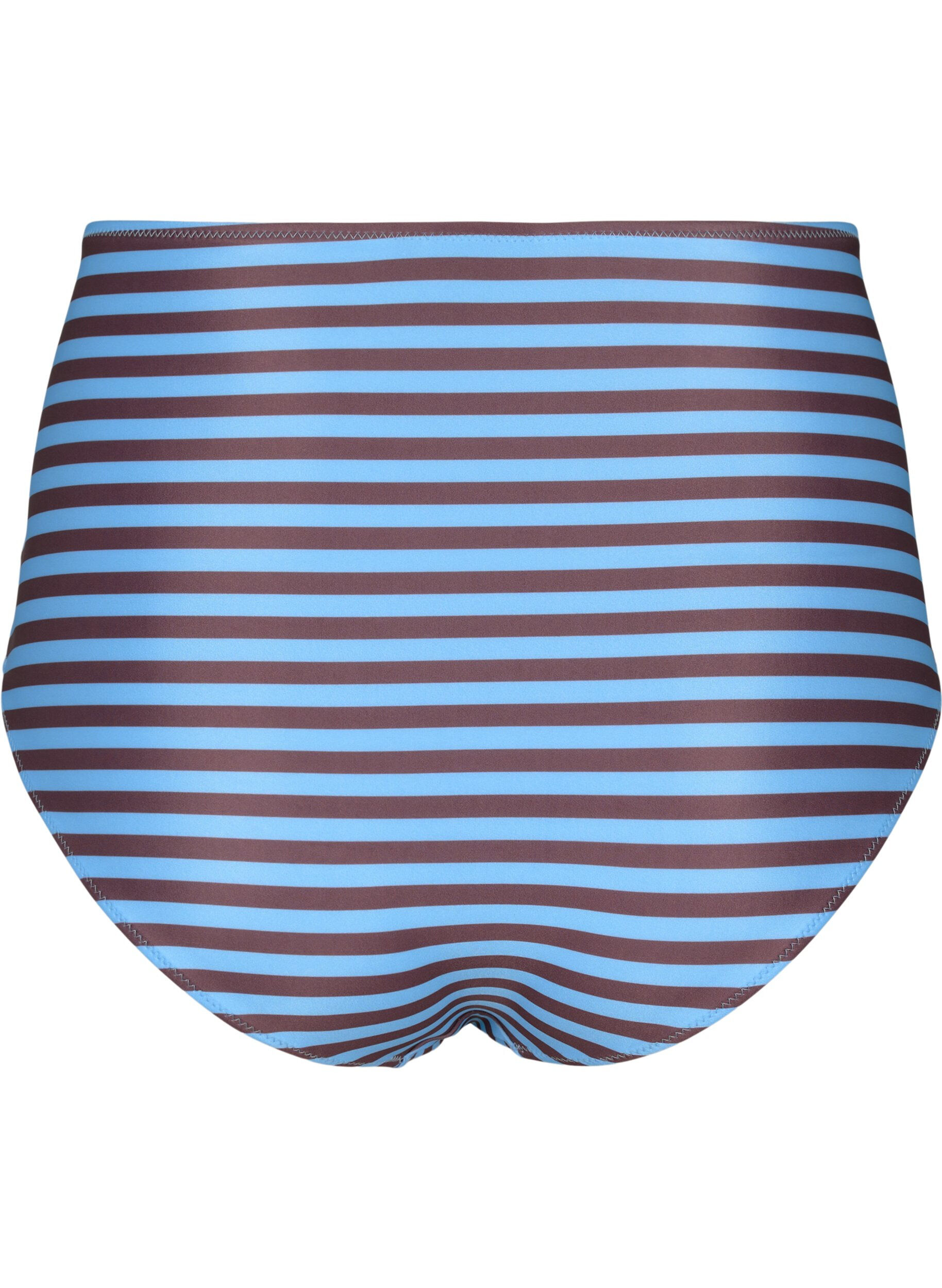 Zizzi Bikinibroekje met hoge taille en strepen, Blauw, Packshot image number 1