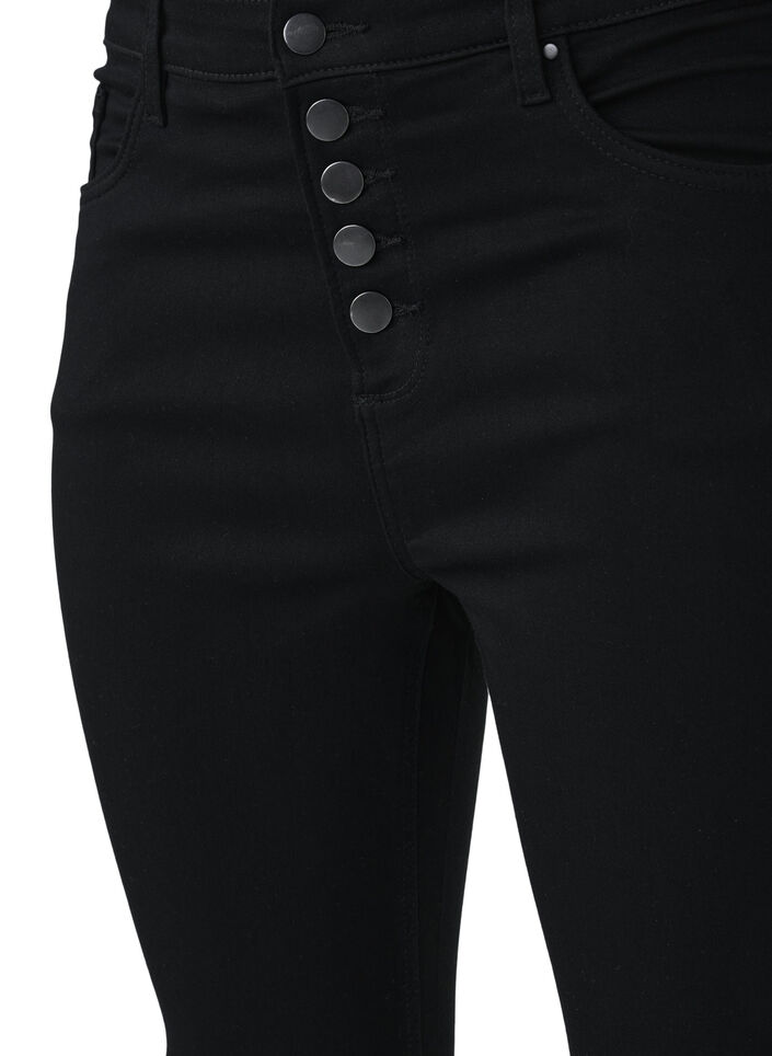 High-waisted Amy jeans met knoopsluiting, Black, Packshot image number 3