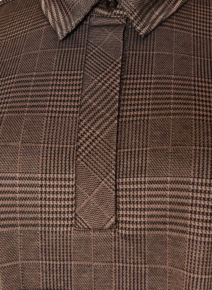 Korte geruite jurk met een overhemdkraag, Bruin, Packshot image number 2
