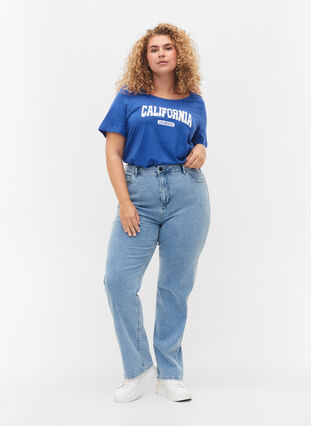 Katoenen t-shirt met print, Dazzling Blue Califo, Model image number 2