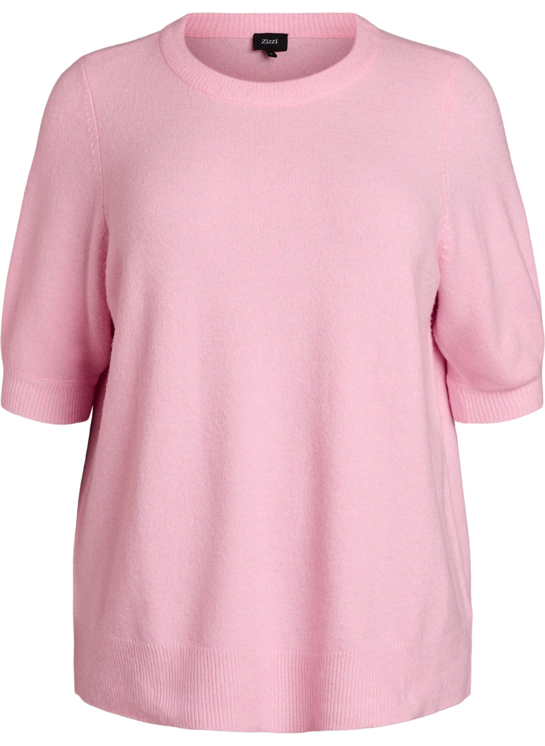 Zizzi Gebreide blouse met korte mouwen, Roze, Packshot image number 0
