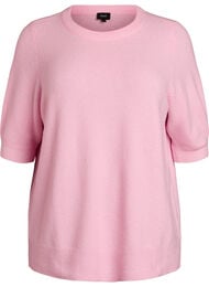 Gebreide blouse met korte mouwen, Roze
