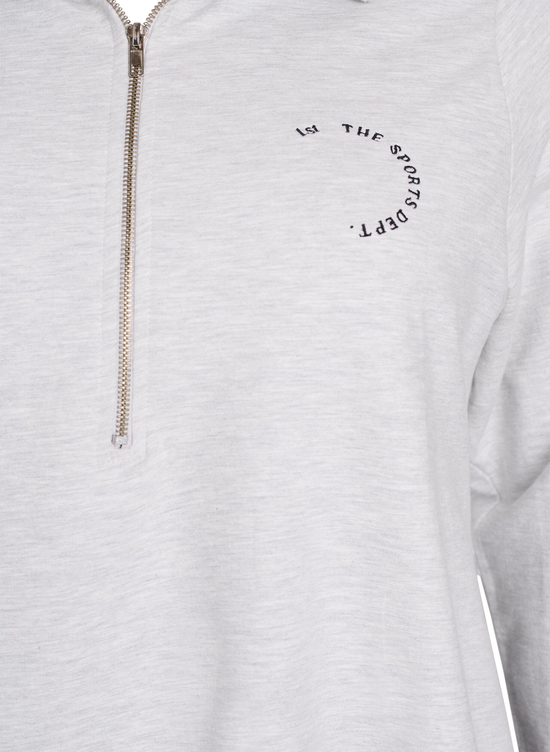 Zizzi Sweatshirt met korte ritssluiting en hoge hals, Grijs, Packshot image number 2