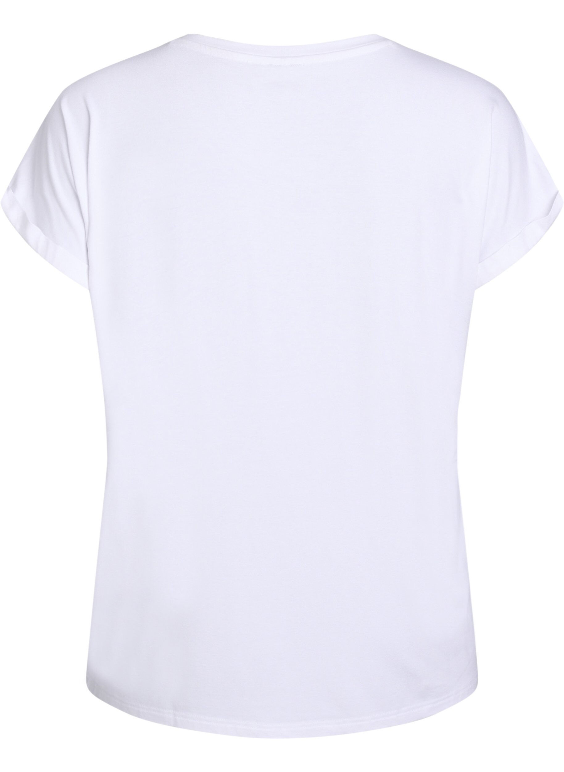 Zizzi Los T-shirt met ronde hals, Wit, Packshot image number 1