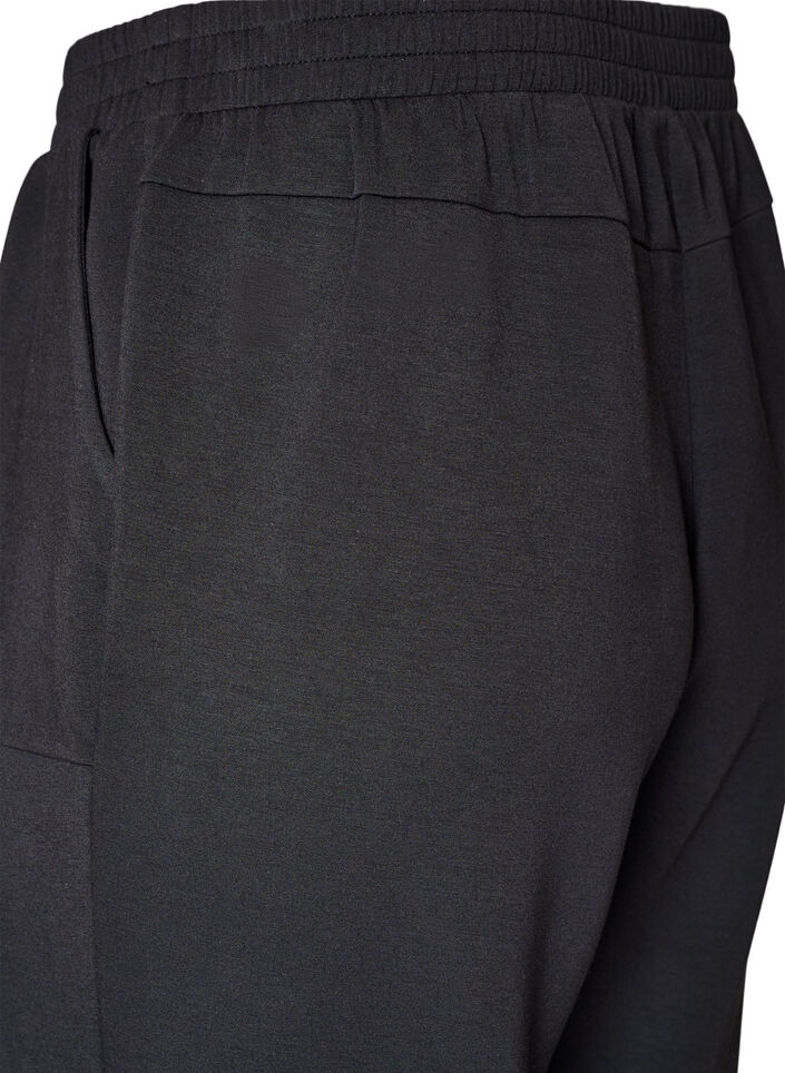 Jerseybroek met losse pasvorm, high waist en zakken, Zwart, Packshot image number 3
