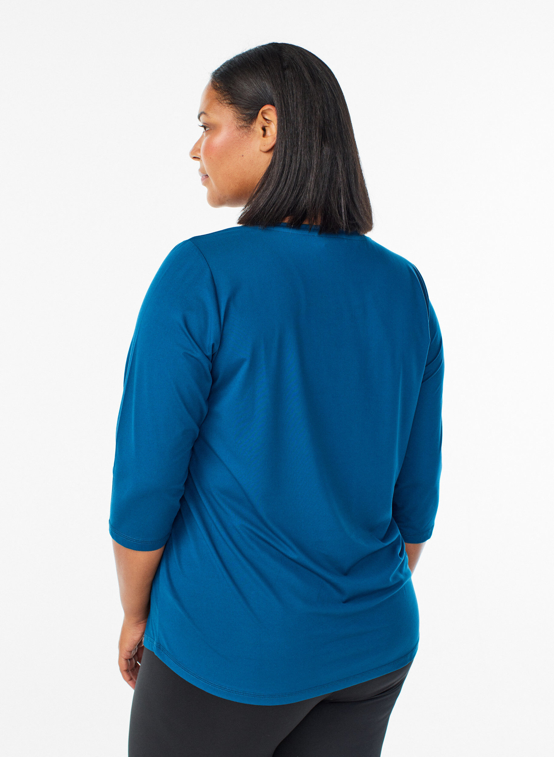 Zizzi Training blouse met 3/4 mouwen, Blauw, Model image number 2