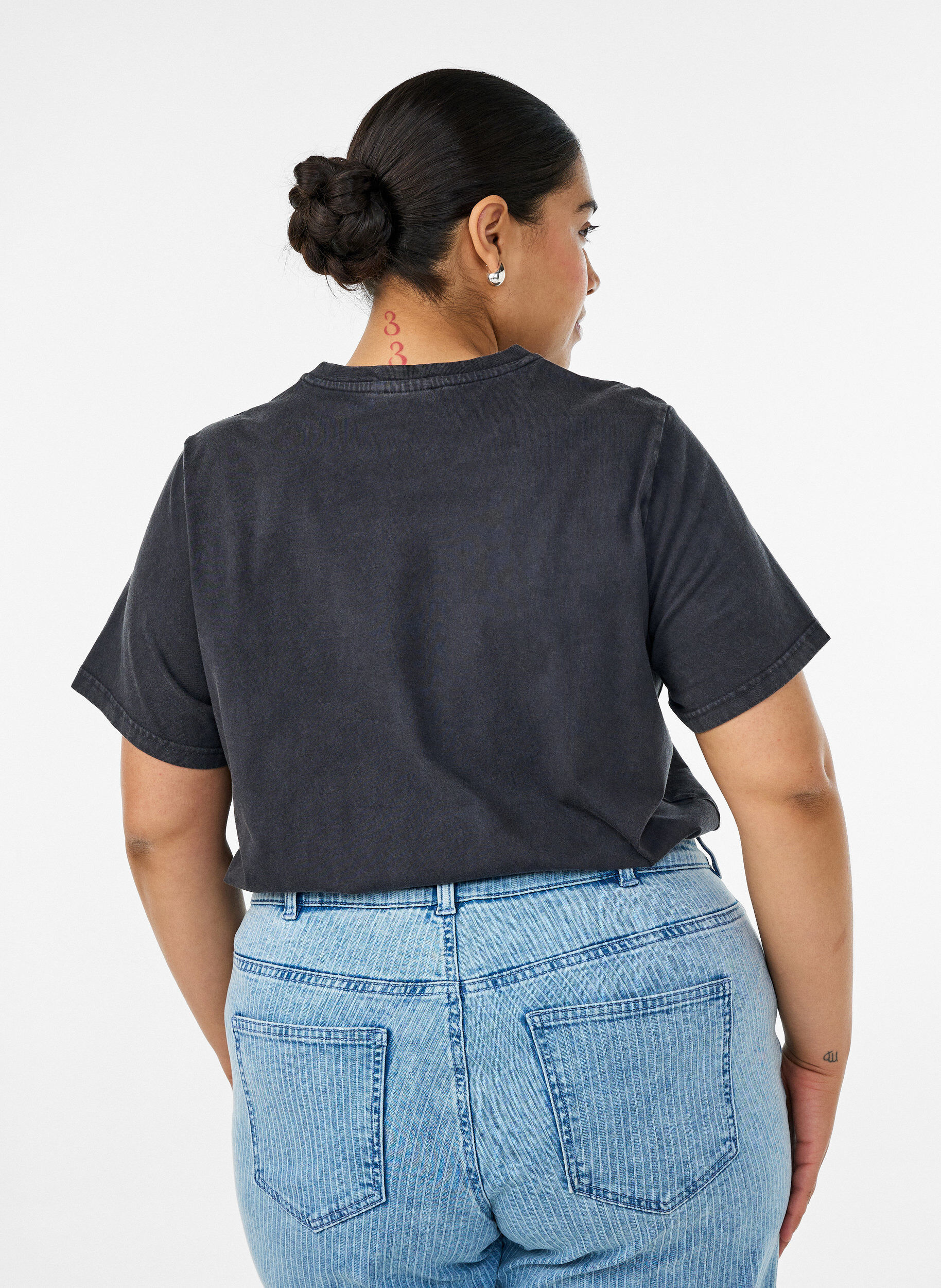 ZizziT-shirt van biologisch katoen met rockprint, Zwart, Model image number 2