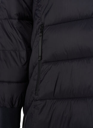 Lange gewatteerde winterjas met zakken, Black, Packshot image number 3