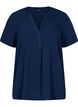 Blouse met korte mouwen en v-hals, Blauw, Packshot image number 0