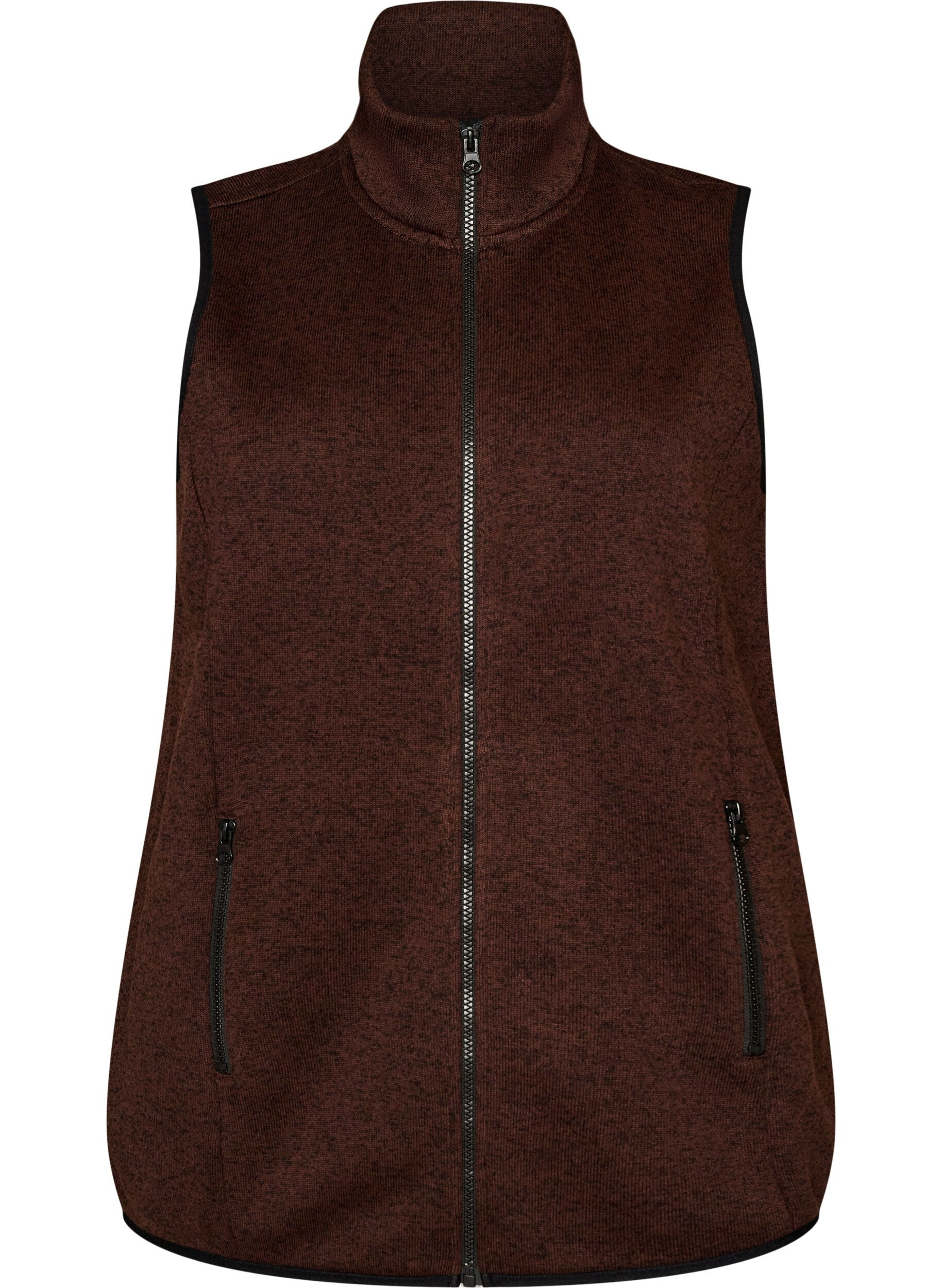 ZizziVest met hoge hals en ritssluiting, Bruin, Packshot image number 0