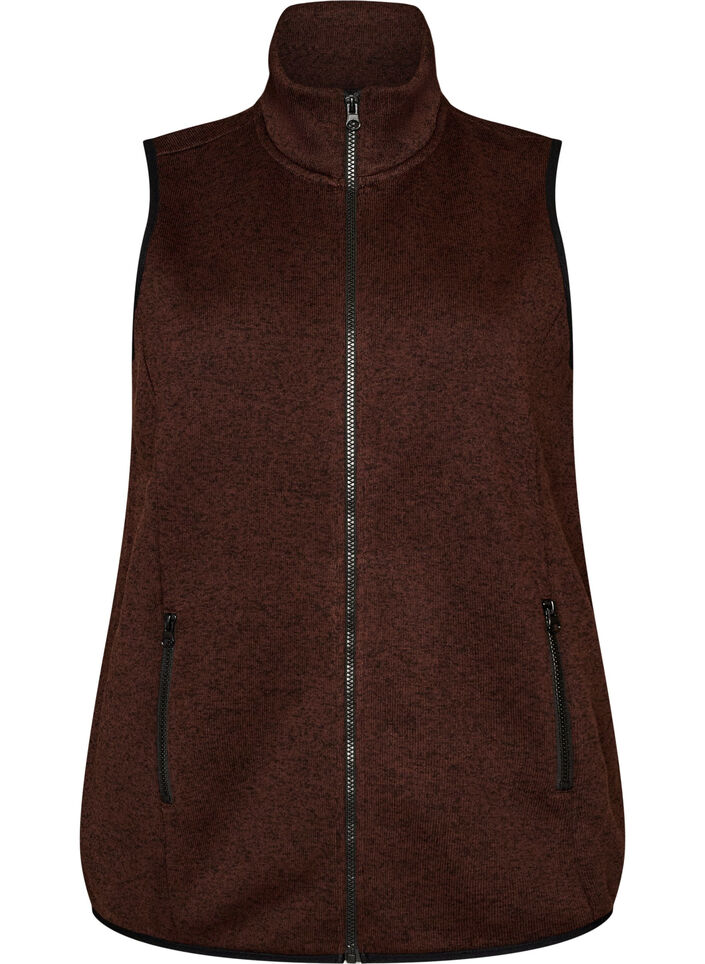 Vest met hoge hals en ritssluiting, Bruin, Packshot image number 0
