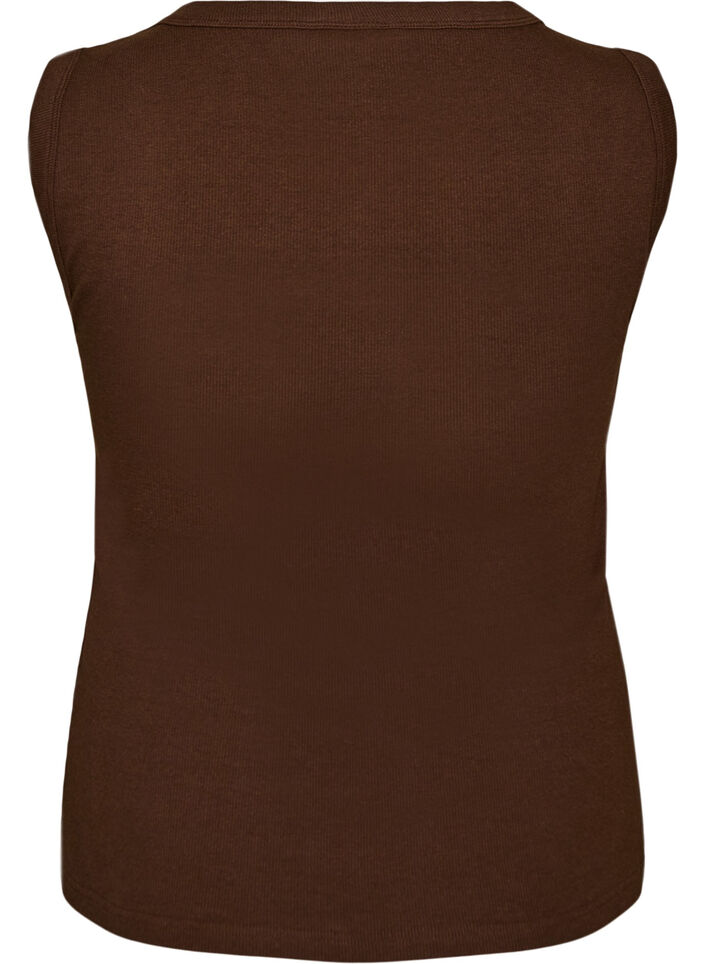 Rib top met vierkante halslijn, Bruin, Packshot image number 1