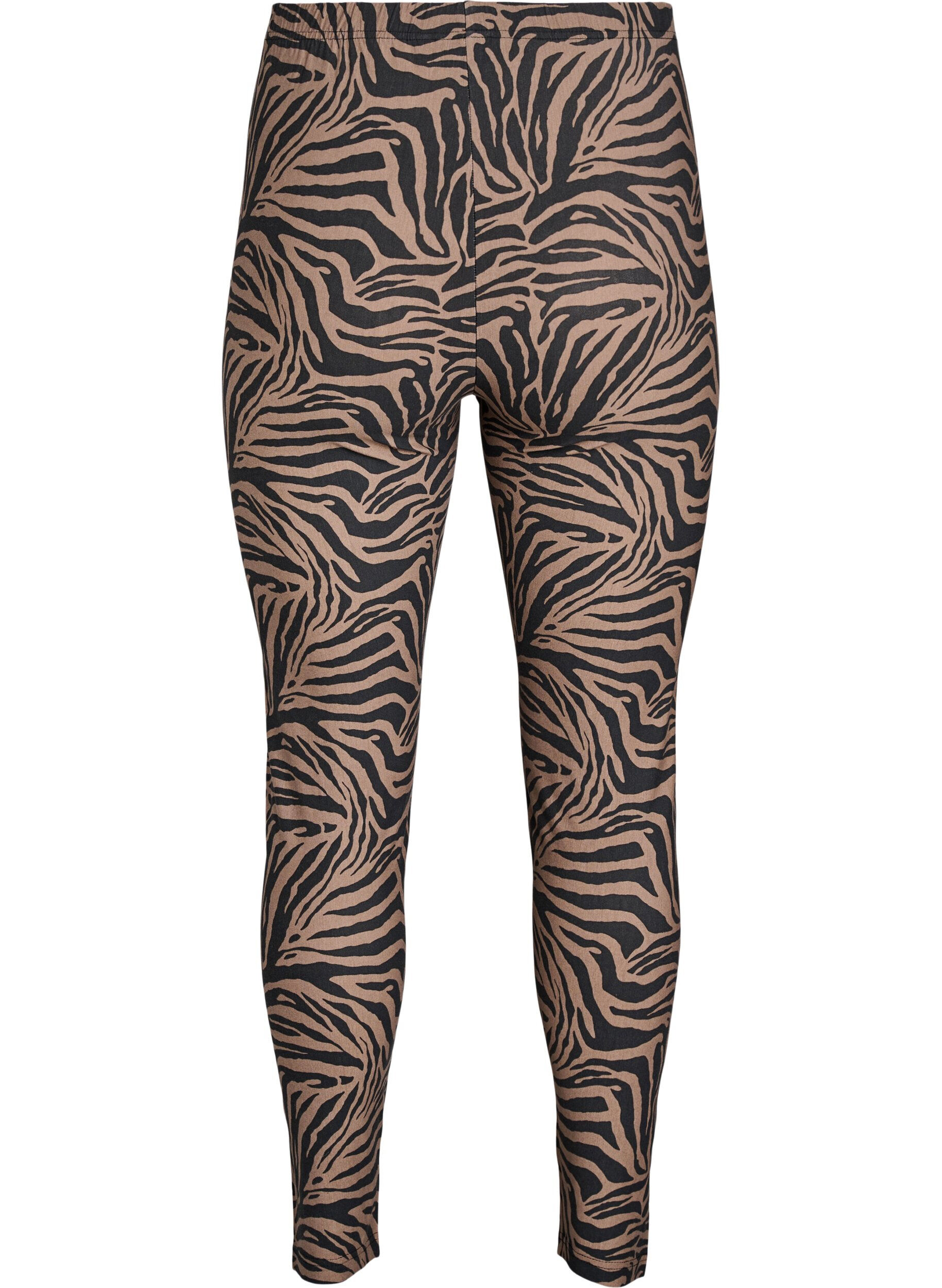 Zizzi Viscose leggings met zebraprint, Bruin, Packshot image number 1
