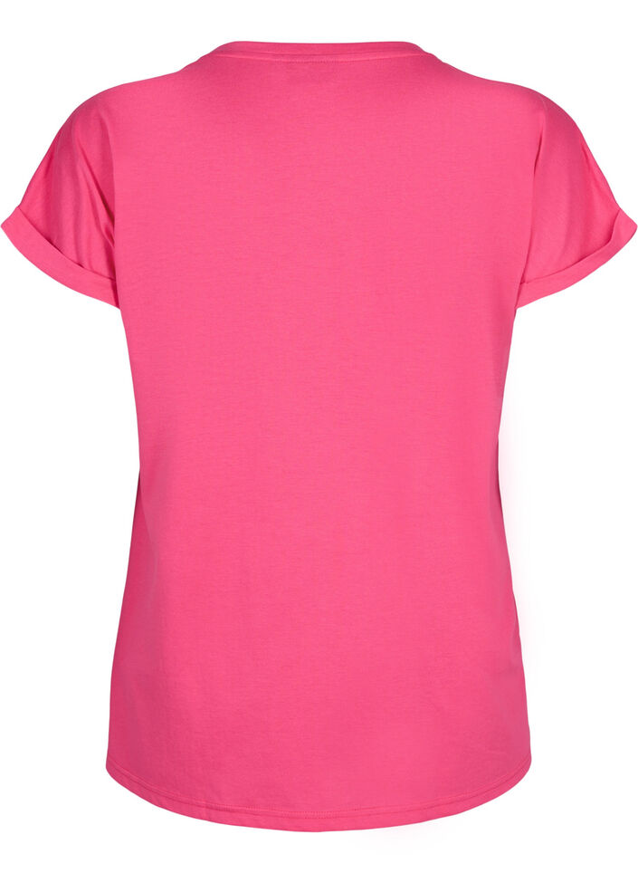 T-shirt met korte mouwen in een katoenmix, Roze, Packshot image number 1