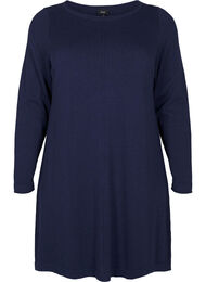 Gebreide jurk in katoen-viscose blend, Blauw