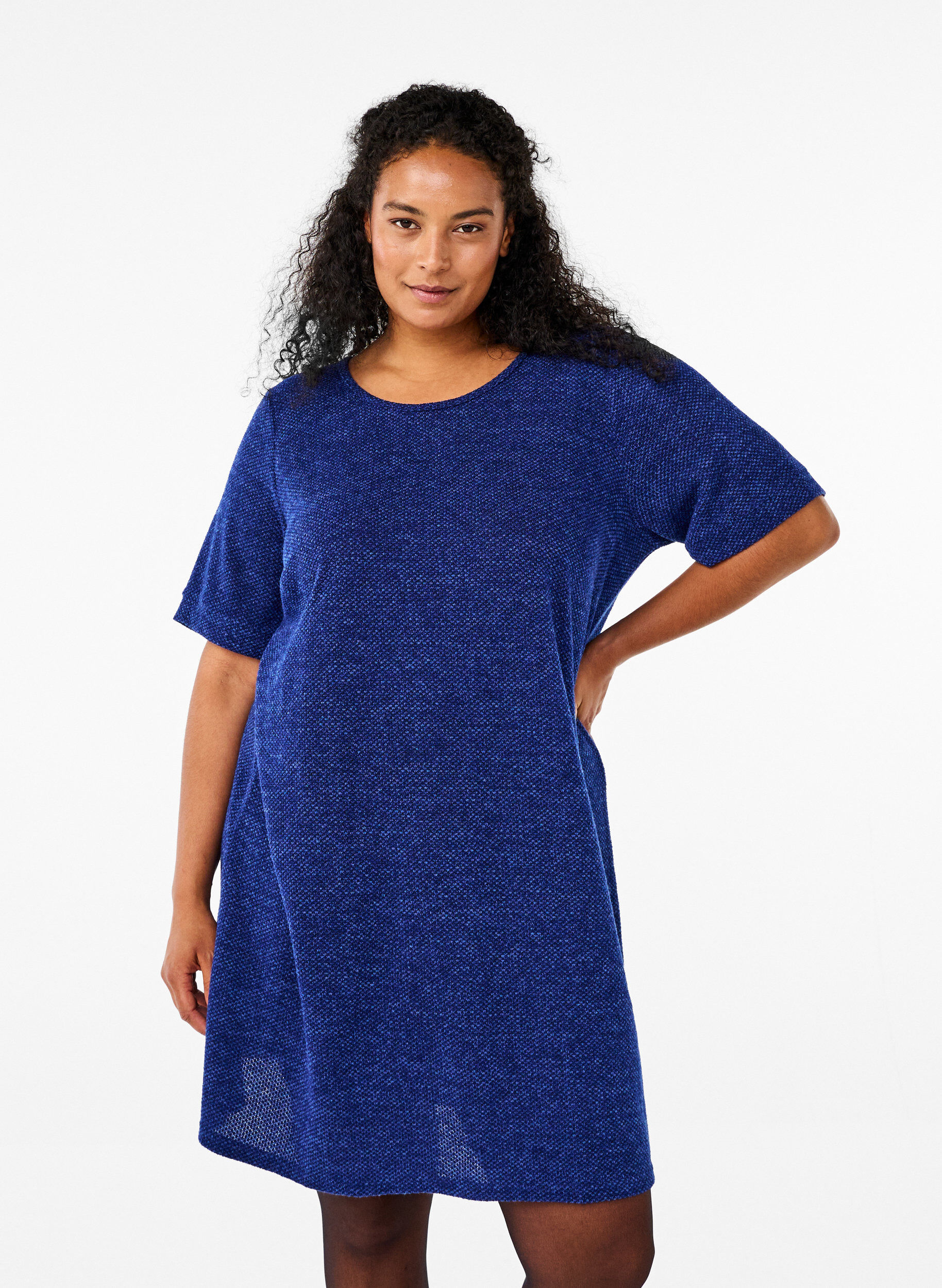 Zizzi T-shirtjurk met korte mouwen, Sodalite Blue, Model image number 0