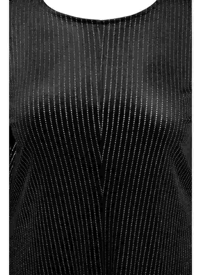 Glitterjurk in velours met lange mouwen, Black Silver Lurex, Packshot image number 2