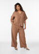 Katoenen mousseline blouse met korte mouwen, Bruin, Model image number 1