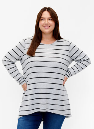 Gedessineerde blouse met lange mouwen, LGM Stripe, Model image number 0