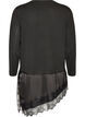 Gebreide blouse met gelaagd effect en kanten rand, Zwart, Packshot image number 1