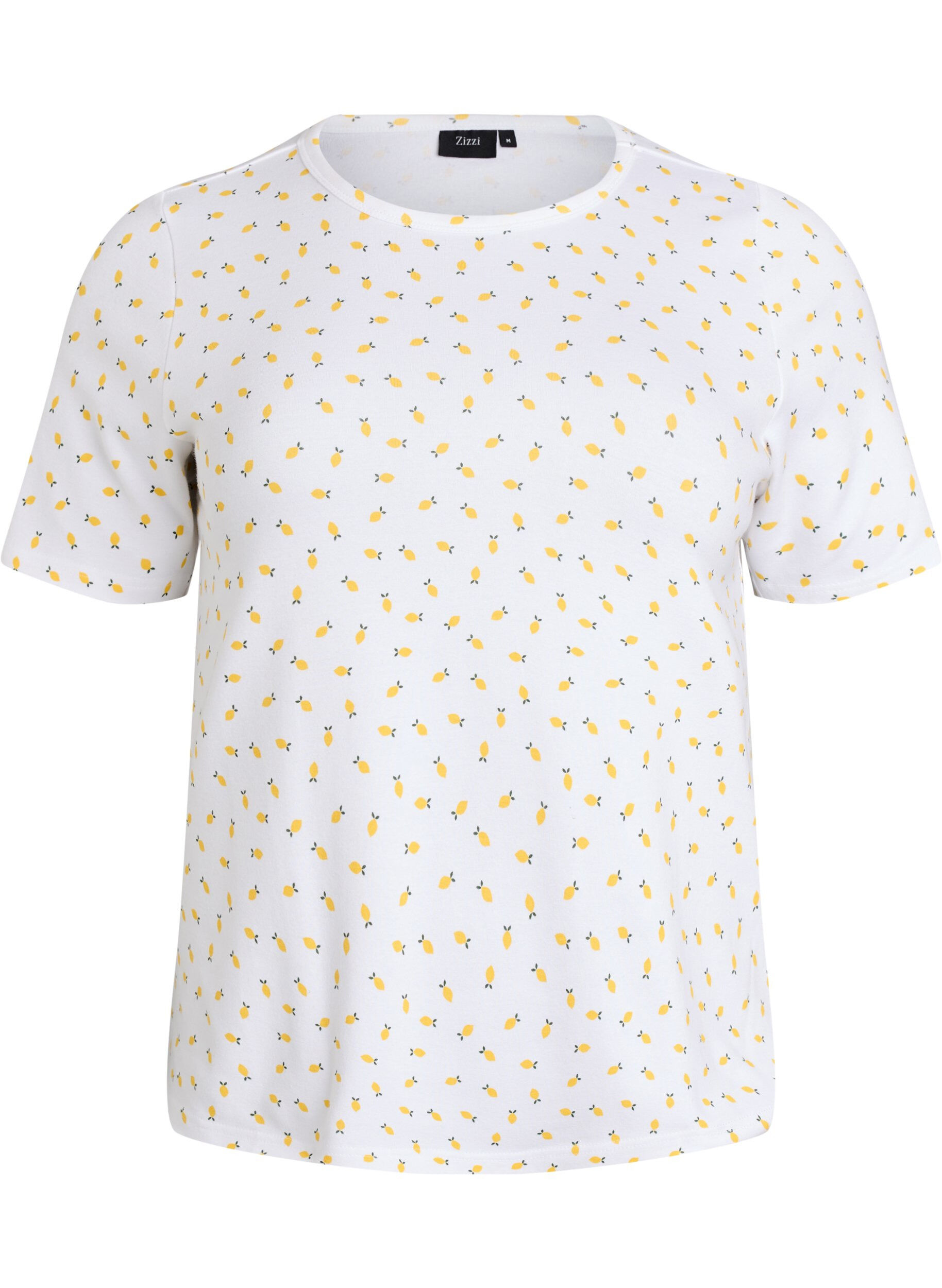 Zizzi Katoenen T-shirt met all-over print, Wit, Packshot image number 0