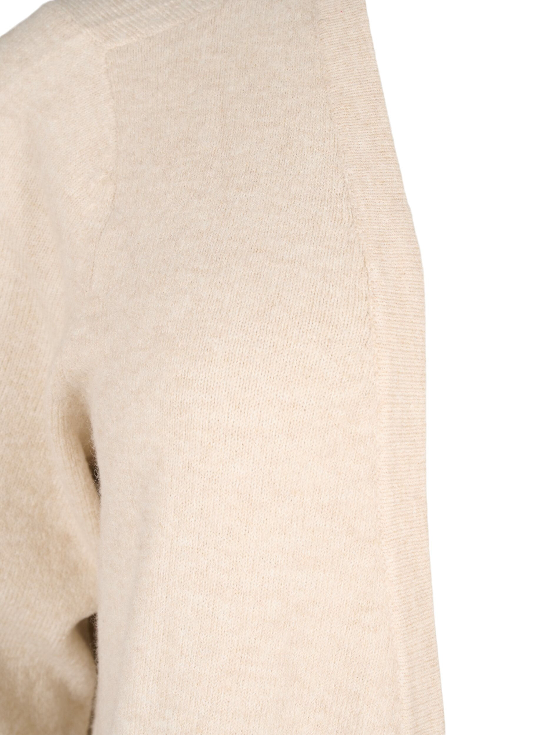 Zizzi Geribd gebreid vest met zakken, Beige, Packshot image number 2