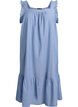 Midi-jurk in katoen met ruches, Blauw, Packshot image number 0
