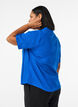 Shirt met korte mouwen in linnen en viscose, Blauw, Model image number 2
