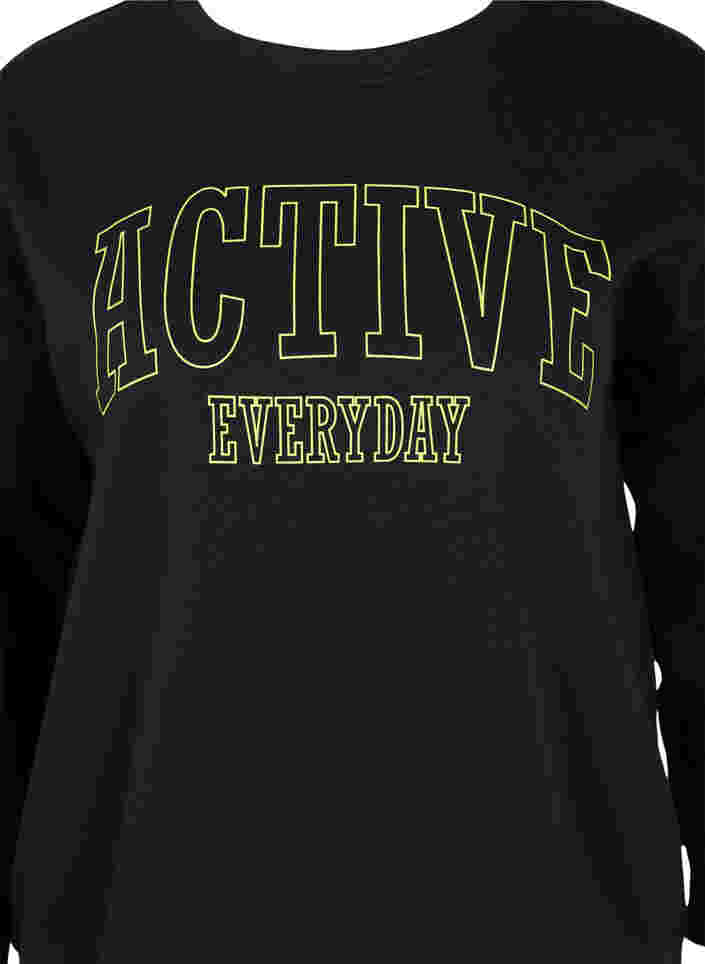 Sweatshirt met sportieve print, Black, Packshot image number 2