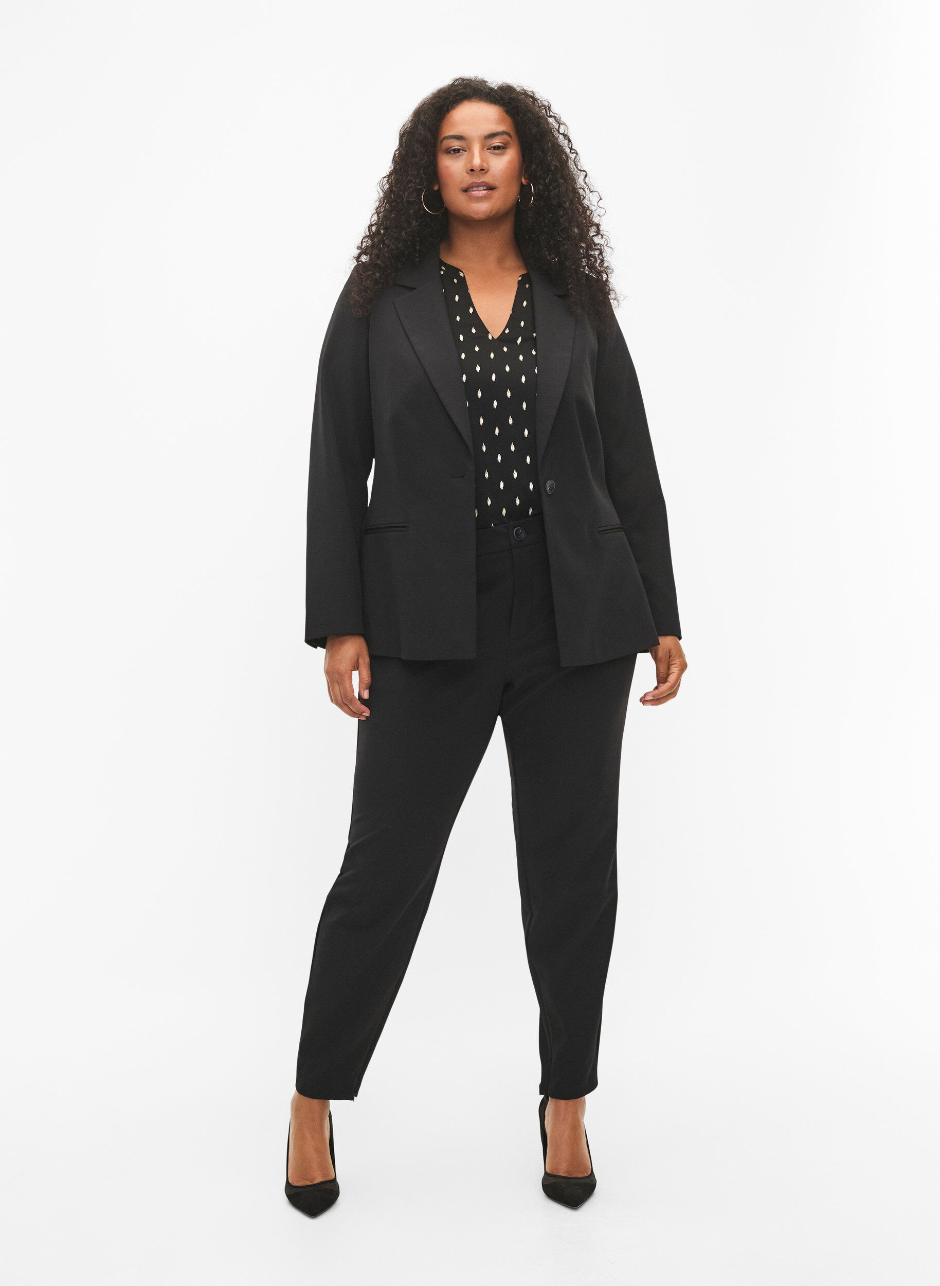 Zizzi Blazer met een enkele knoopsluiting, Black, Model image number 2