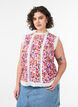 Mouwloze katoenen blouse met bloemenprint en broderie anglaise, Roze, Model image number 0