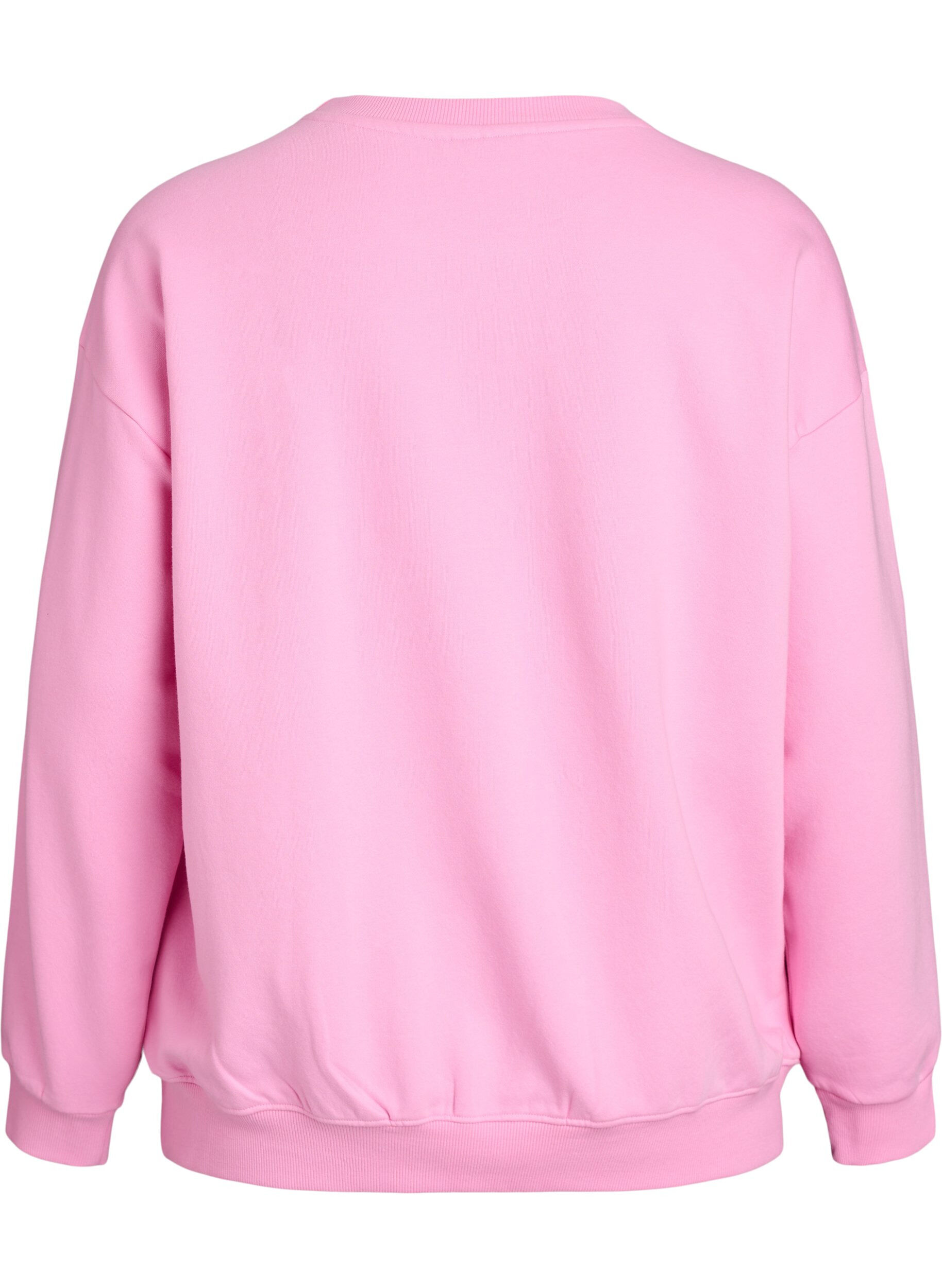 Zizzi Sweatshirt met tekstprint, Roze, Packshot image number 1