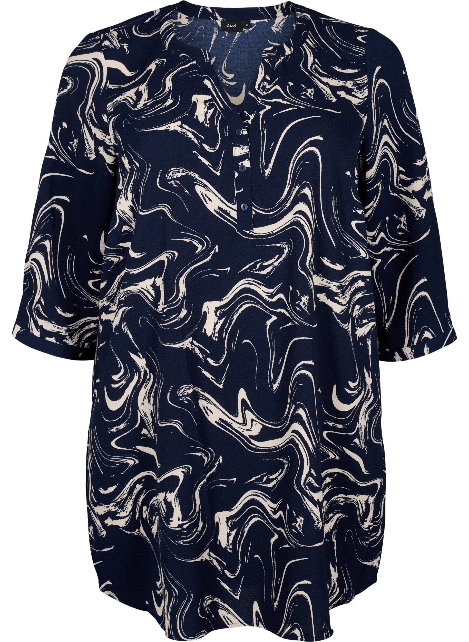 Zizzi Tuniek met 3/4 mouwen en print, N. Blazer Swirl AOP, Packshot image number 0