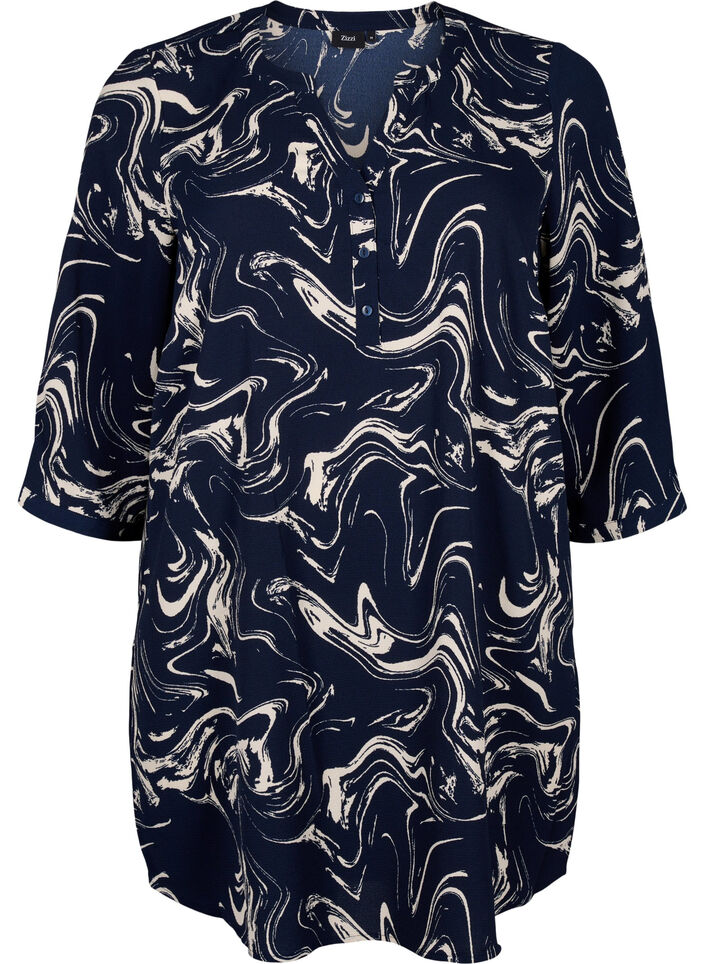 Tuniek met 3/4 mouwen en print, N. Blazer Swirl AOP, Packshot image number 0
