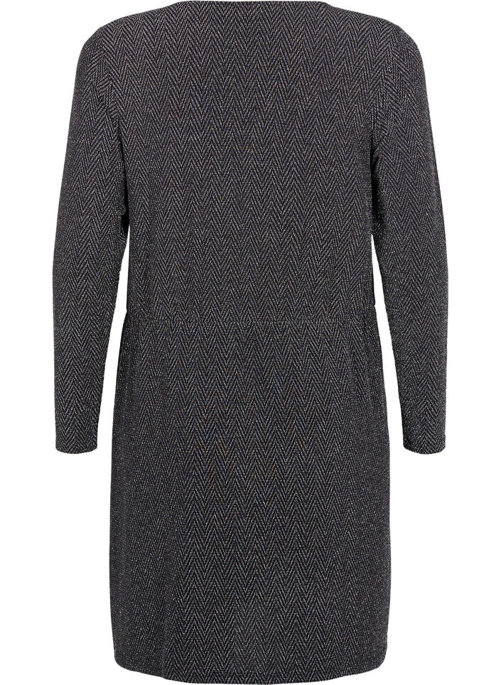 Glitterjurk met zigzagpatroon, Silver ZigZagShimmer, Packshot image number 1