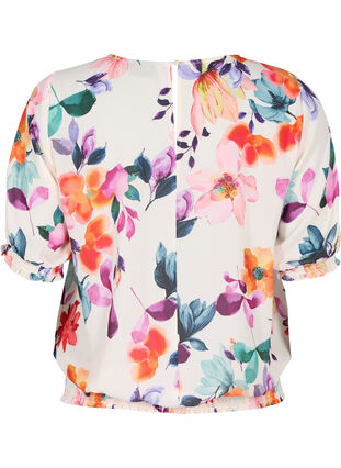 Gebloemde blouse met smokwerk, Buttercream Flower , Packshot image number 1