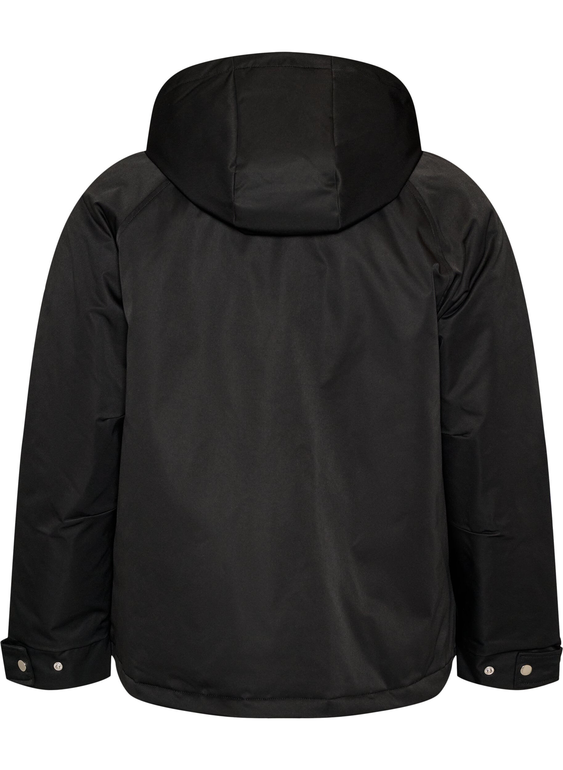ZizziGewatteerde parka met afneembare capuchon, Zwart, Packshot image number 1