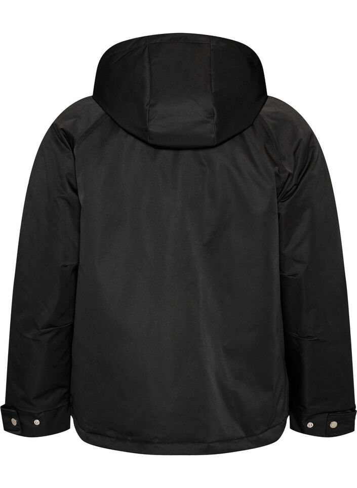 Gewatteerde parka met afneembare capuchon, Zwart, Packshot image number 1