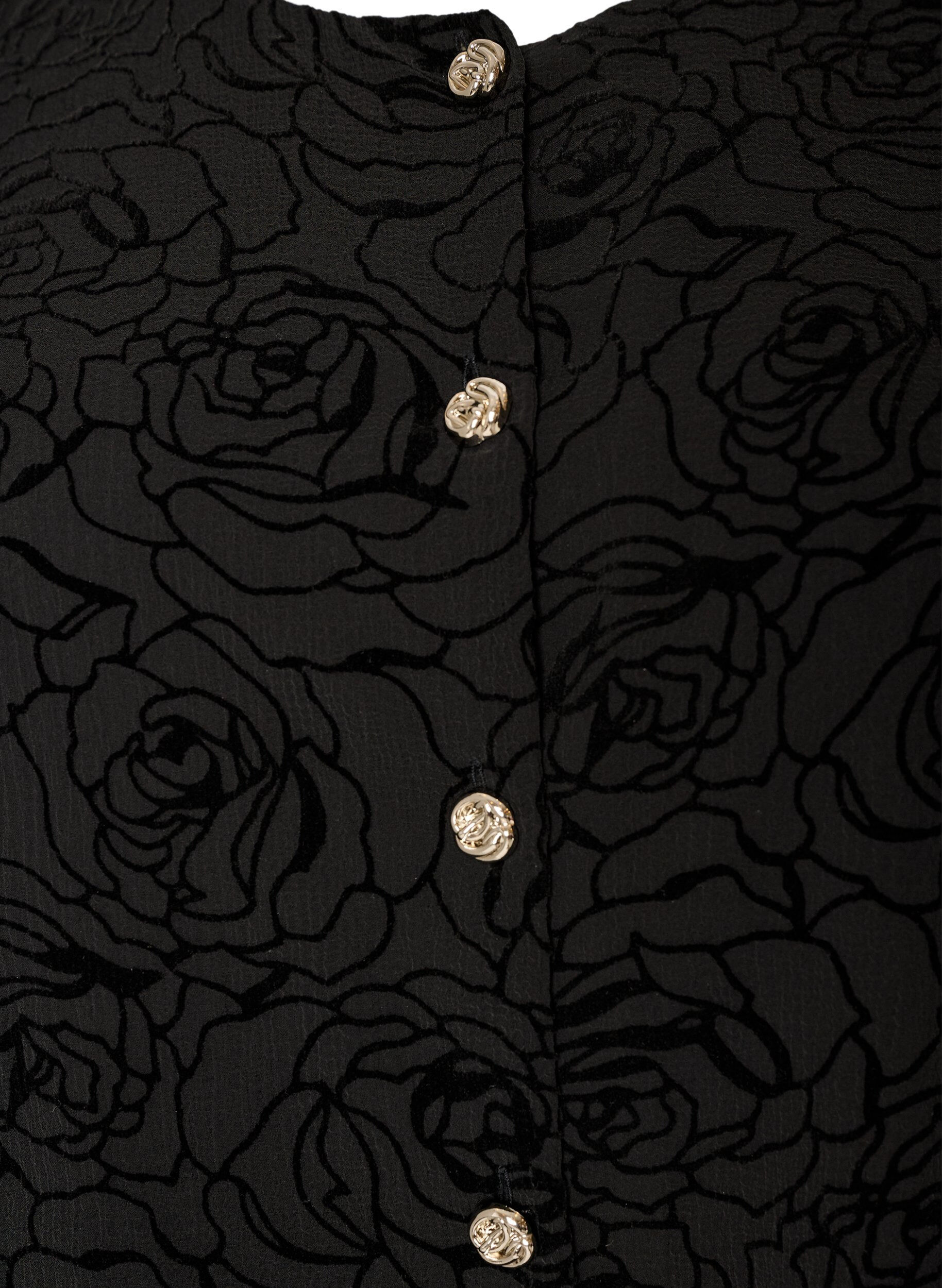 ZizziBlouse met bloemenpatroon en ballonmouwen, Zwart, Packshot image number 2