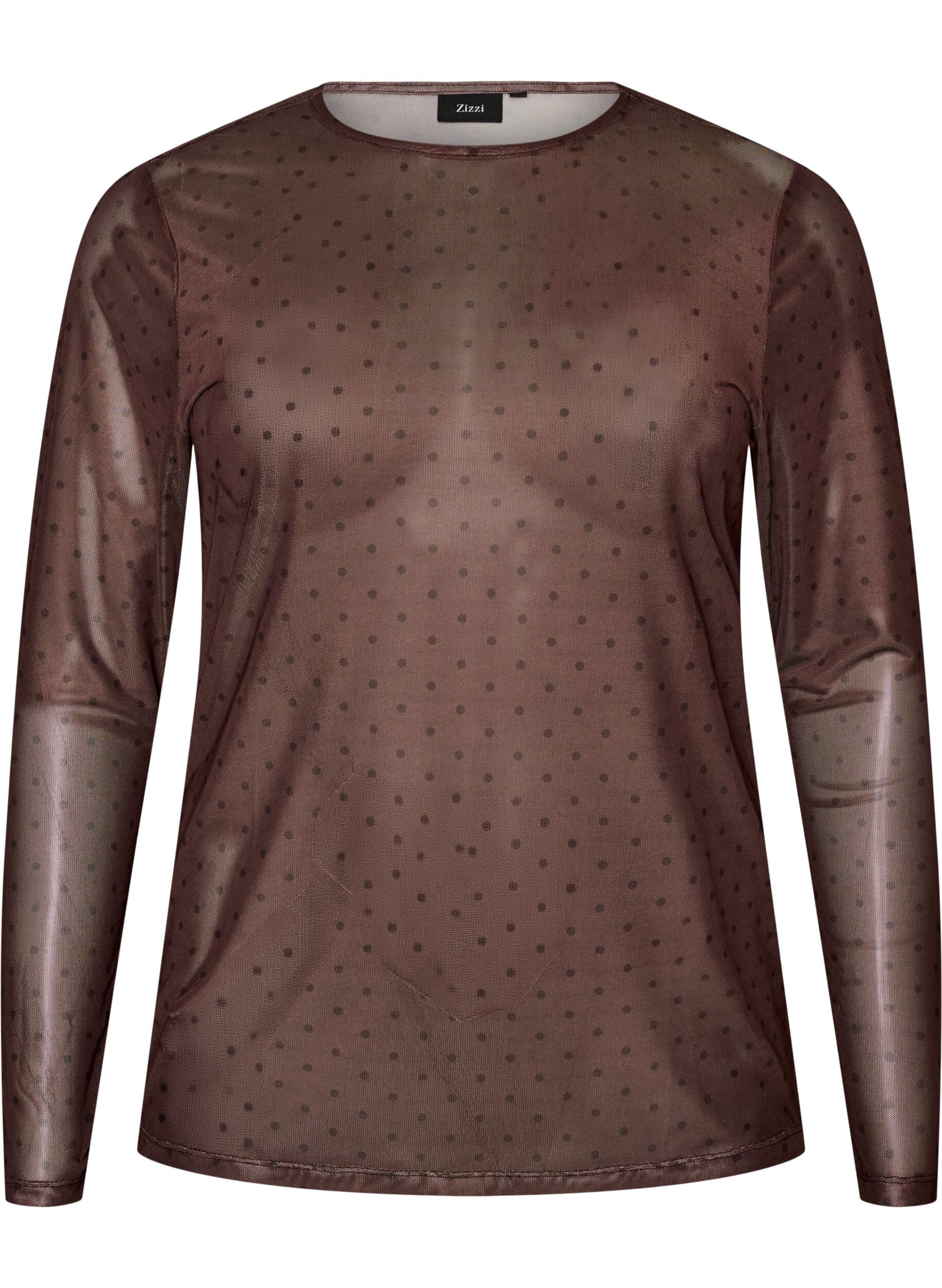 ZizziMesh blouse met print, Bruin, Packshot image number 0