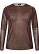 Mesh blouse met print, Bruin, Packshot image number 0