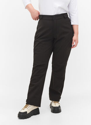 Softshell broek met verstelbaar velcro, Black, Model image number 0
