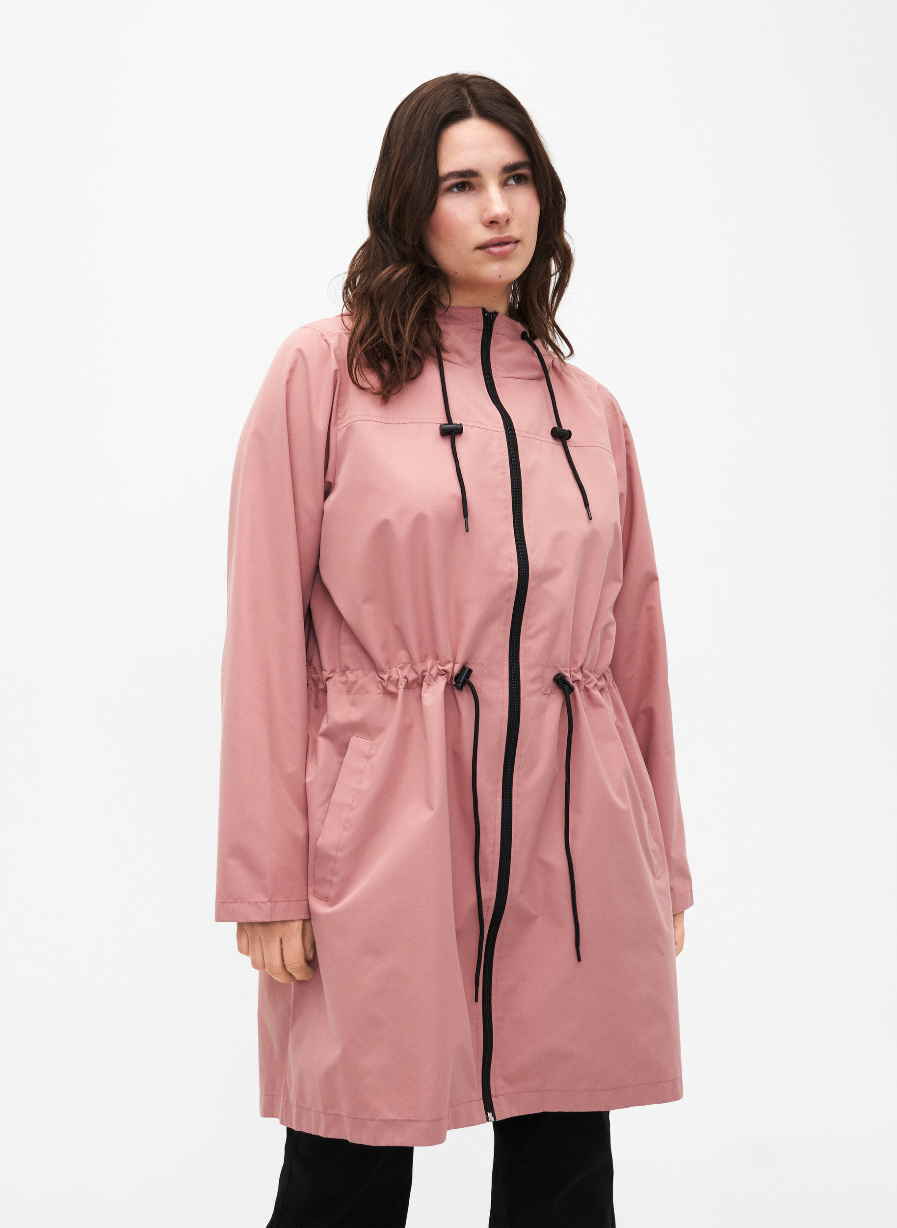 Zizzi FLASH - Waterafstotende parka met capuchon, Ash Rose, Model image number 0