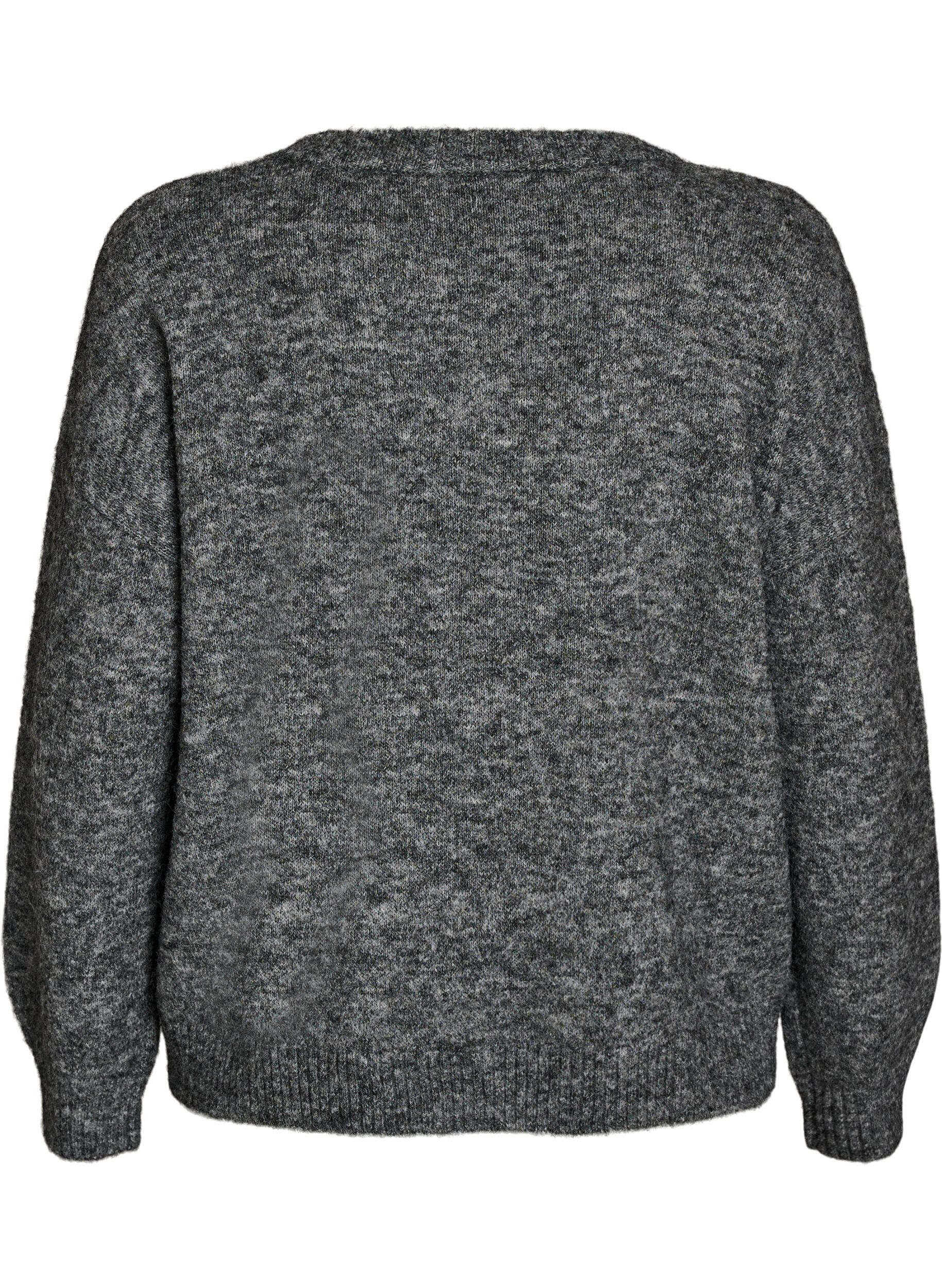 ZizziJumper met bloemenapplicatie, Grijs, Packshot image number 1