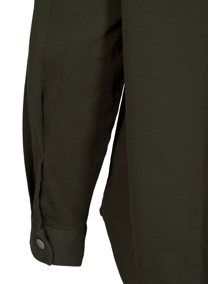 Effen denim overhemd met borstzakken, Forest Night, Packshot image number 3