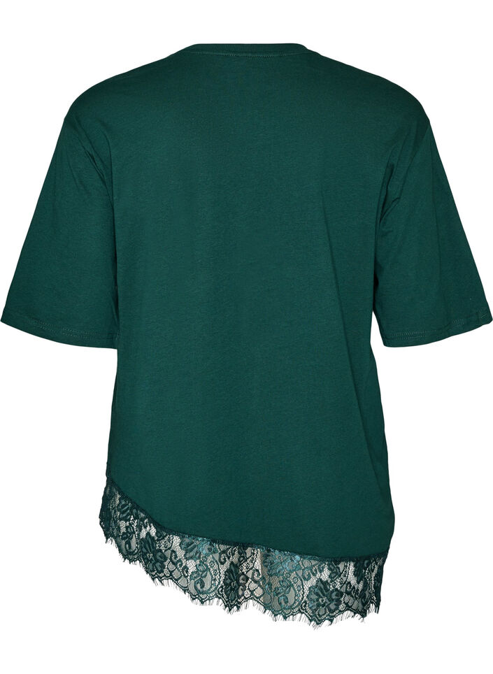 T-shirt met asymmetrische kanten zoom, Groen, Packshot image number 1