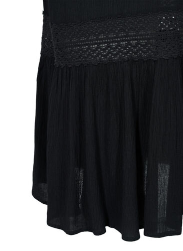 Viscose jurk met kanten details, Black, Packshot image number 3