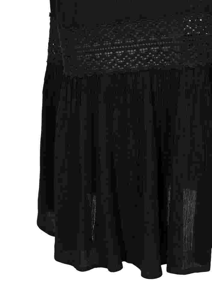 Viscose jurk met kanten details, Black, Packshot image number 3
